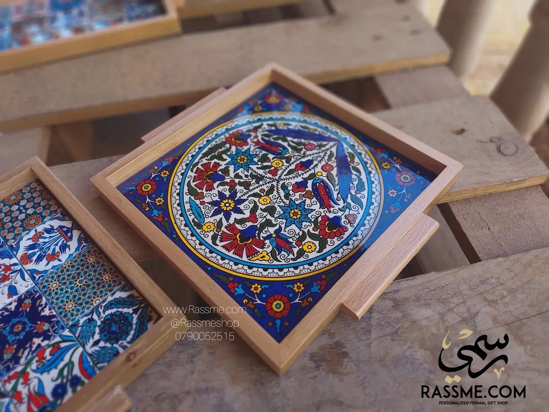 Wooden Ceramic Medium Tray Decor - Rassme