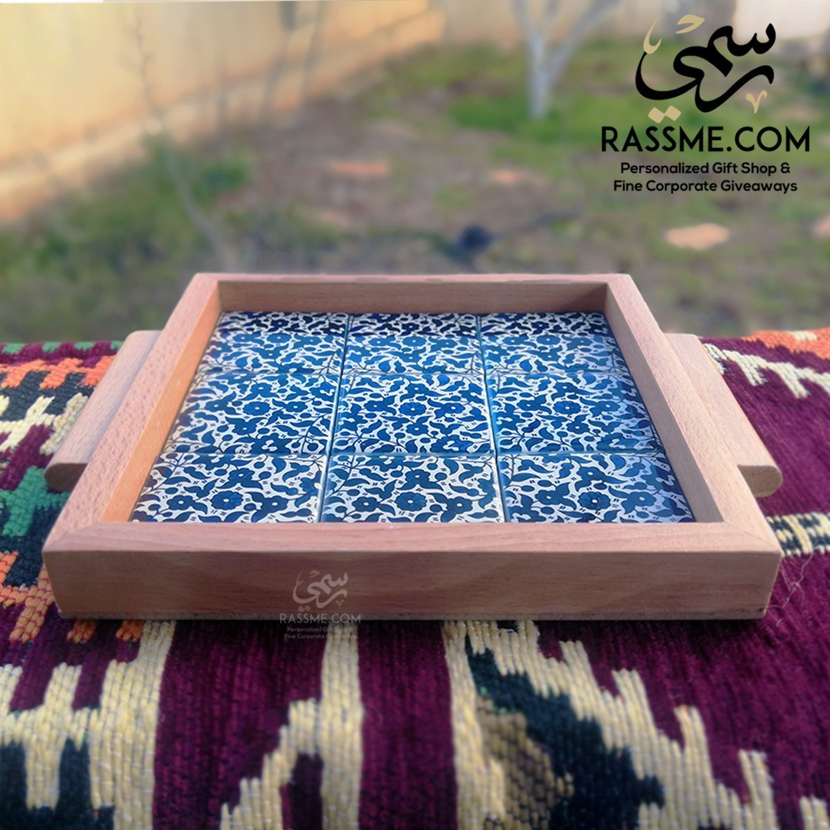 Wooden Ceramic Medium Tray Decor - Rassme