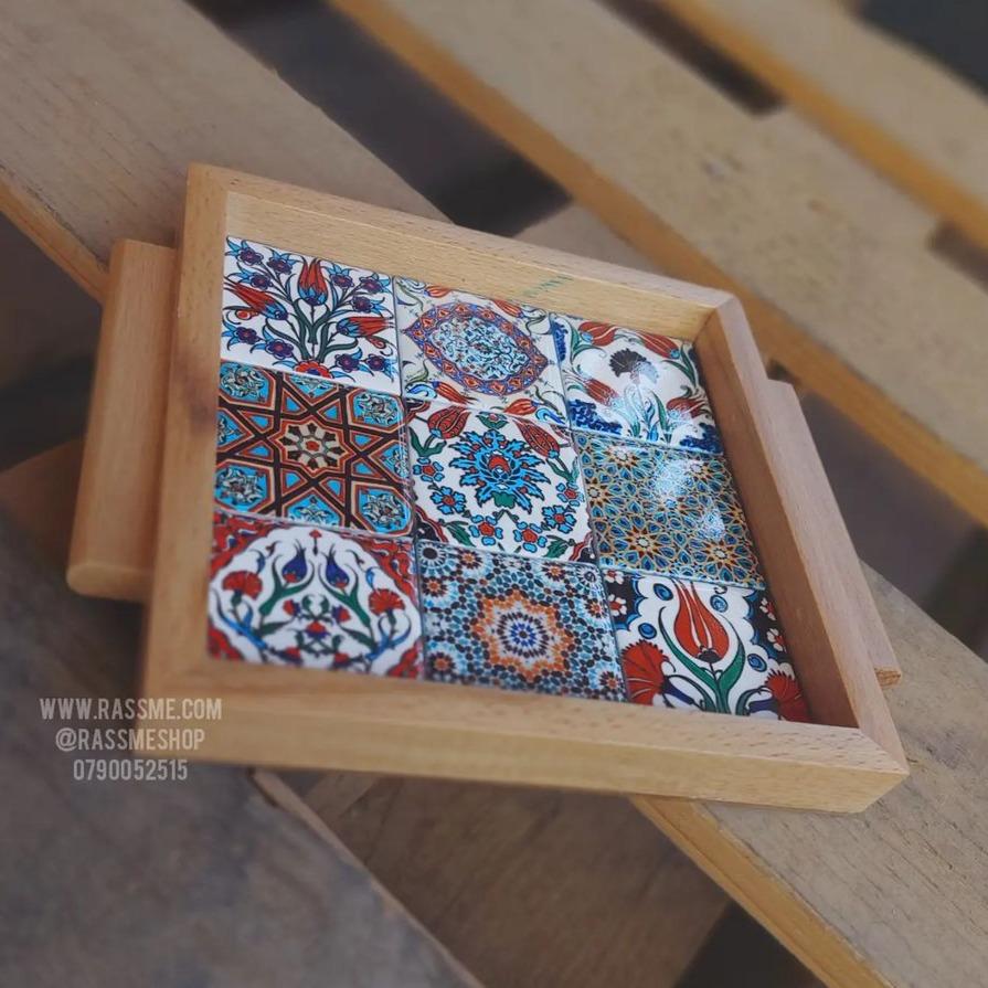Wooden Colorful Ceramic Medium Tray - Rassme