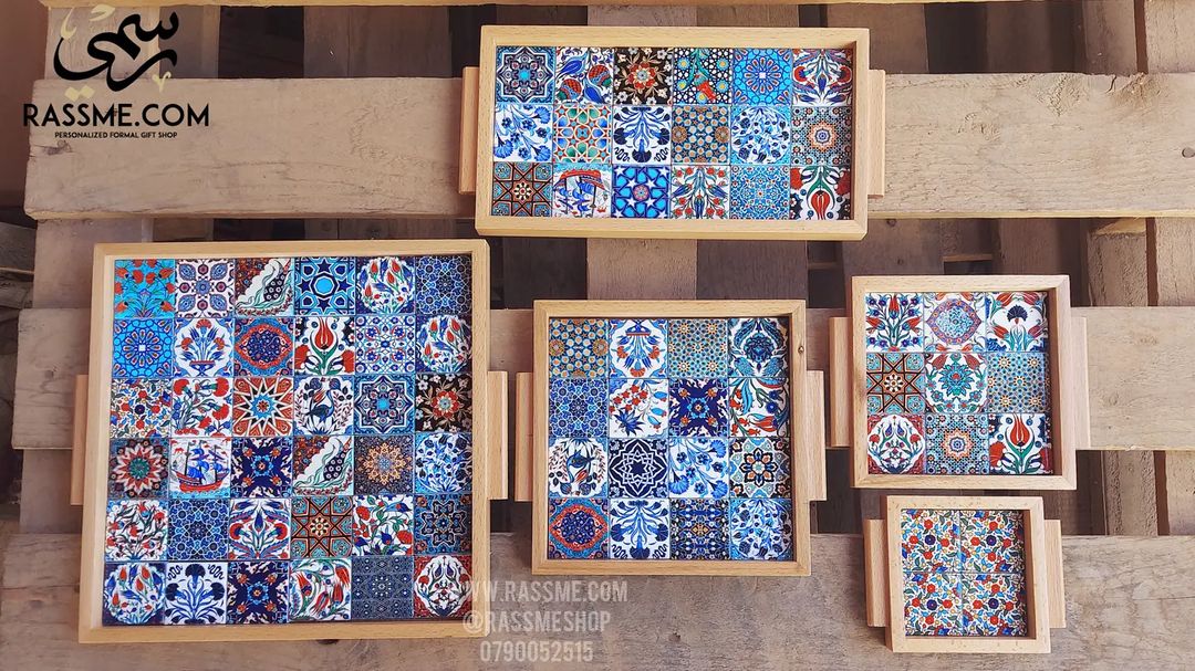 Wooden Colorful Ceramic Medium Tray - Rassme