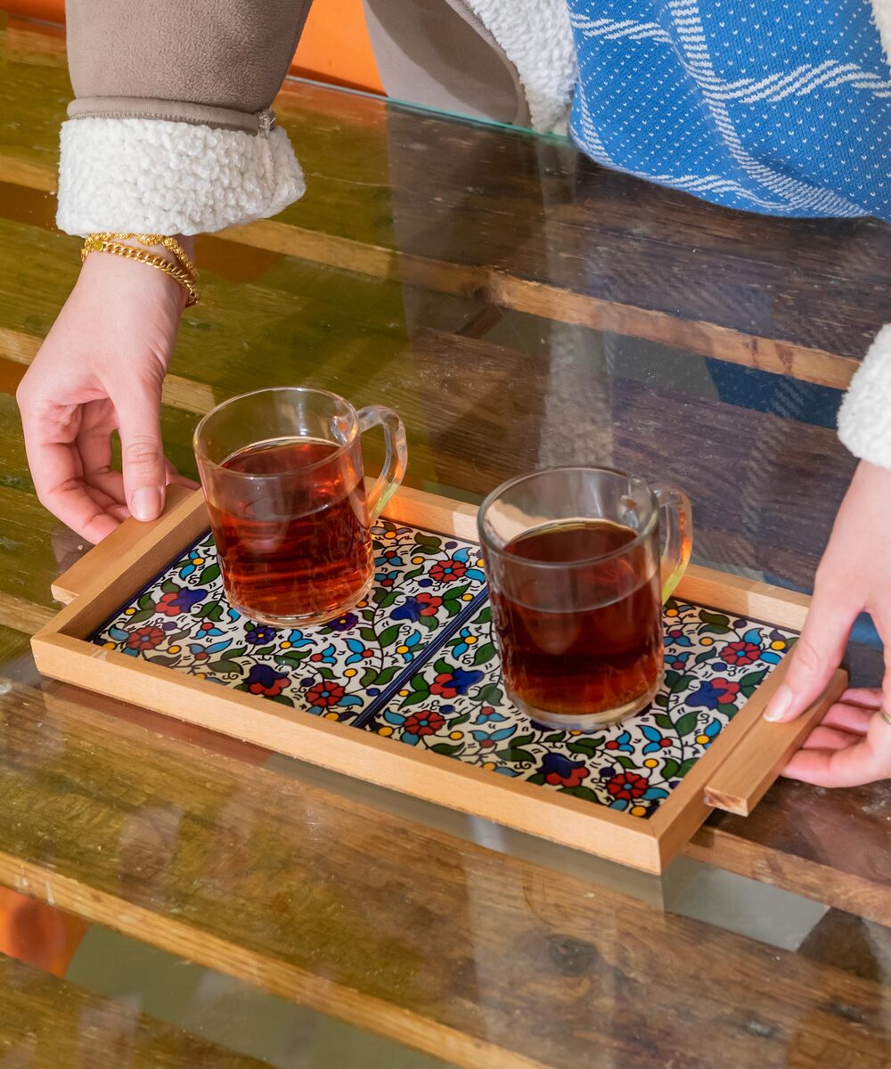 Wooden Palestinian Ceramic Large Tray - Rassme