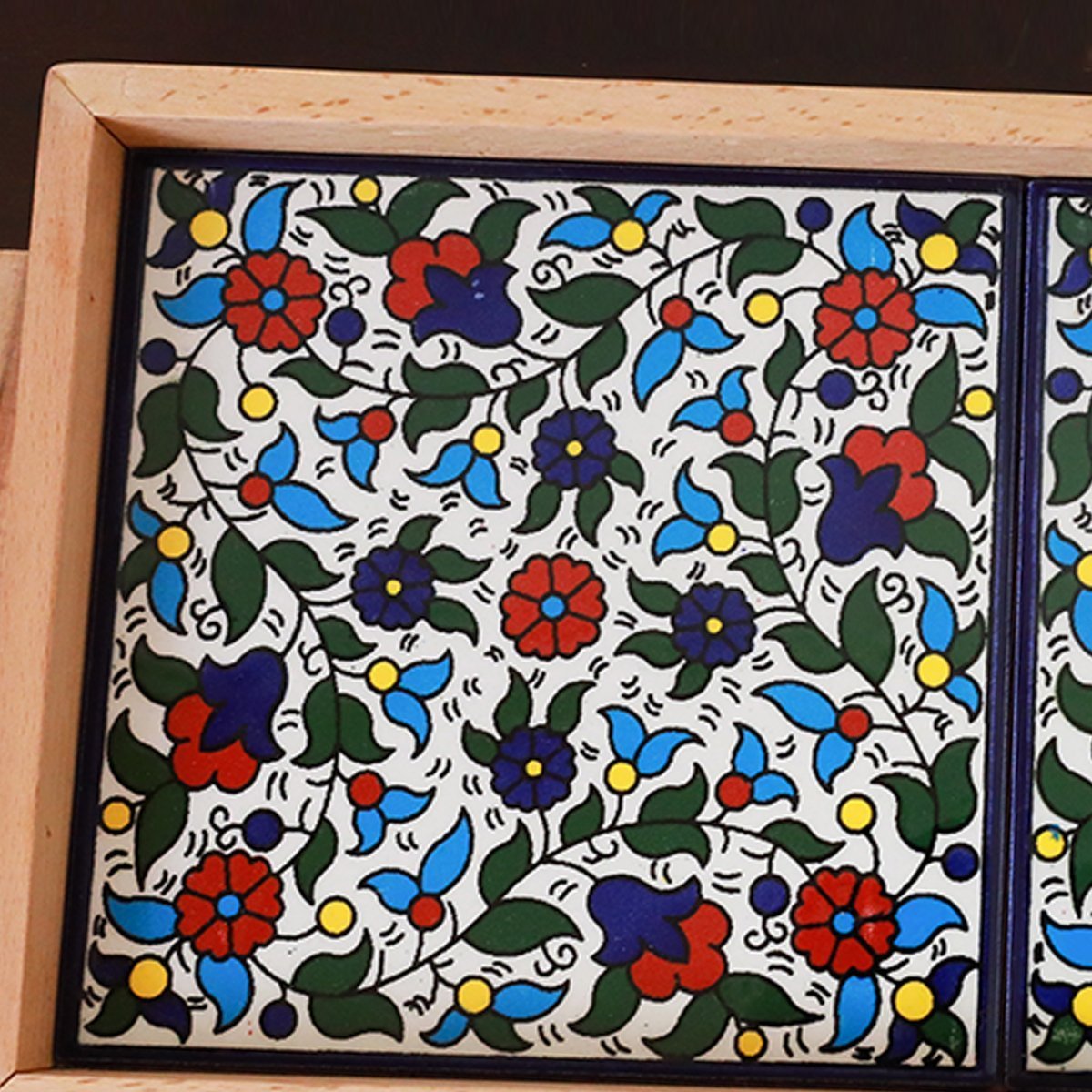 Wooden Palestinian Hebron Large Ceramic Tray - Rassme