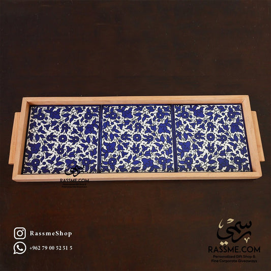 Wooden Palestinian Hebron Large Ceramic Tray - Rassme