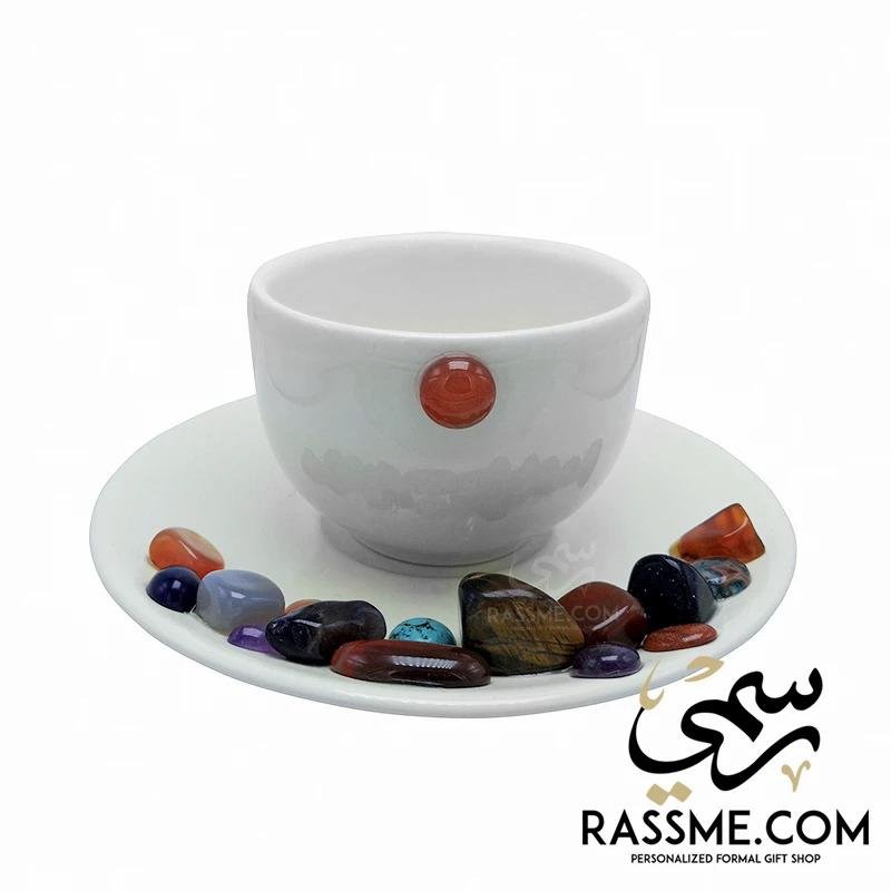 Porcelain Coffee Cups & Tea with Gemstones - in Jordan